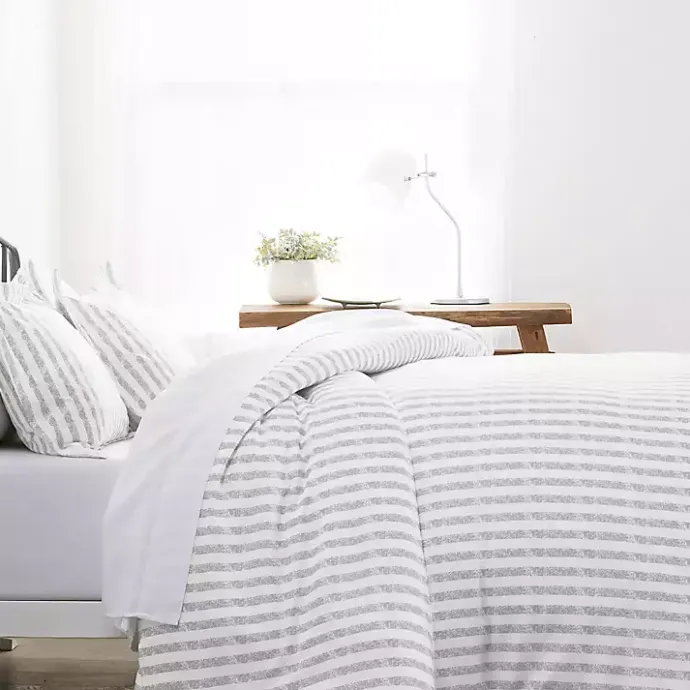 Kirklands Home Light Gray Stripes 3-pc. Twin Duvet Cover Set