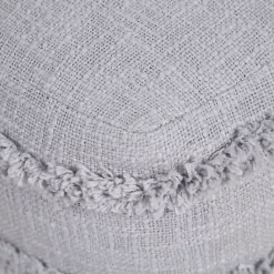 Sale Kirklands Home Light Tufted Stripe Cotton Square Pouf Gray
