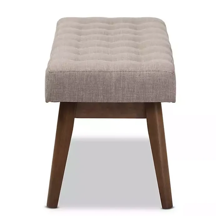 Clearance Kirklands Home Light Tufted Walnut Wood Bench Gray