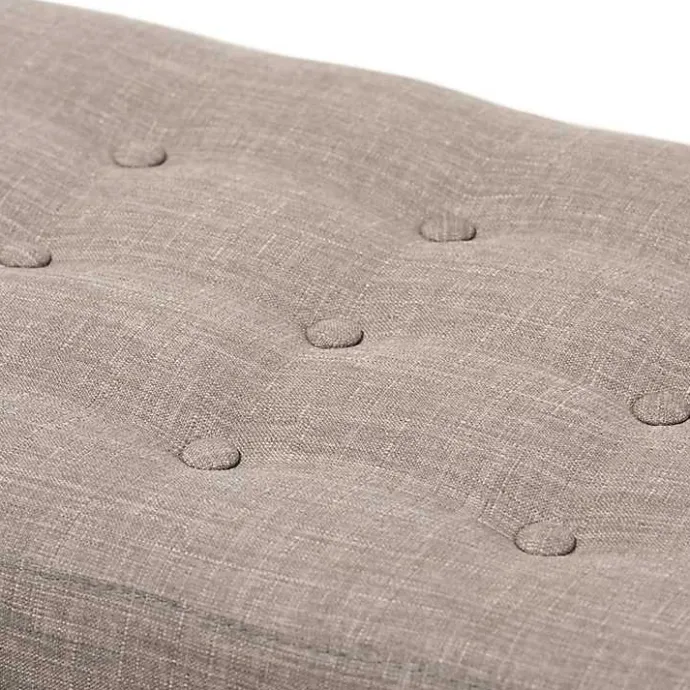 Clearance Kirklands Home Light Tufted Walnut Wood Bench Gray