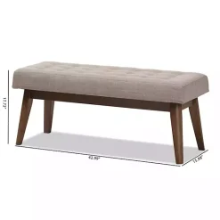 Clearance Kirklands Home Light Tufted Walnut Wood Bench Gray