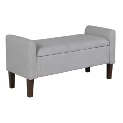 Outlet Kirklands Home Light Upholstered Blaire Storage Bench Gray