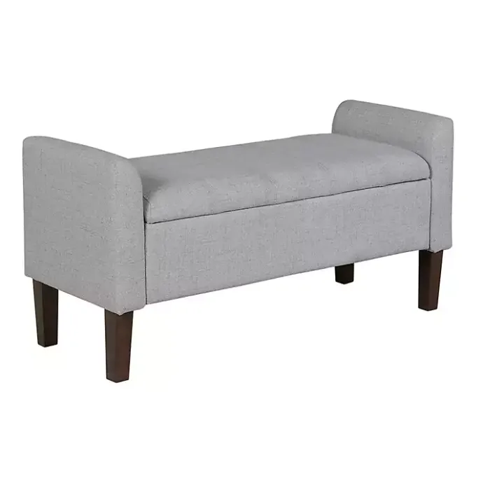 Outlet Kirklands Home Light Upholstered Blaire Storage Bench Gray