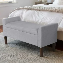 Outlet Kirklands Home Light Upholstered Blaire Storage Bench Gray