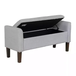 Outlet Kirklands Home Light Upholstered Blaire Storage Bench Gray