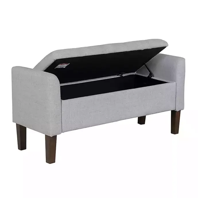 Outlet Kirklands Home Light Upholstered Blaire Storage Bench Gray