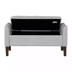 Outlet Kirklands Home Light Upholstered Blaire Storage Bench Gray