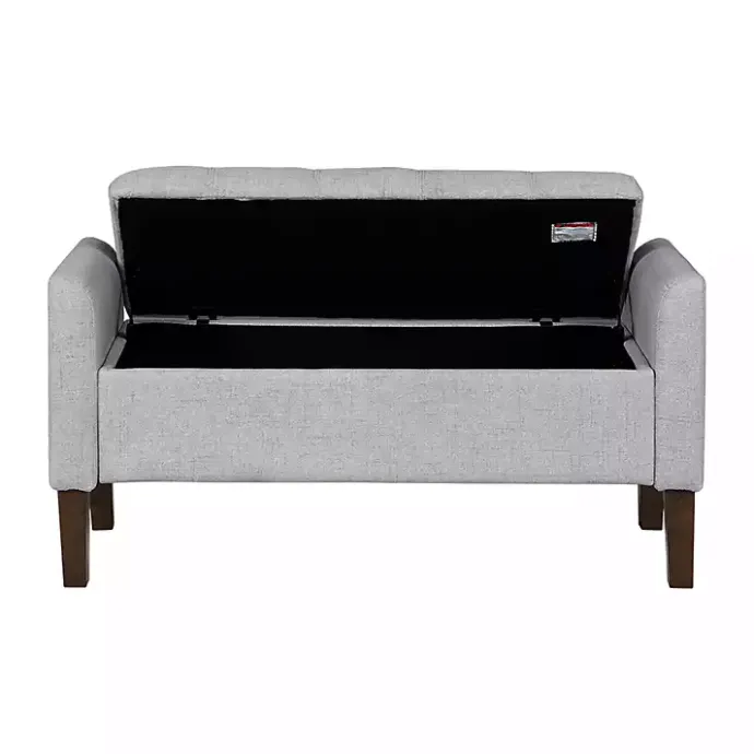Outlet Kirklands Home Light Upholstered Blaire Storage Bench Gray