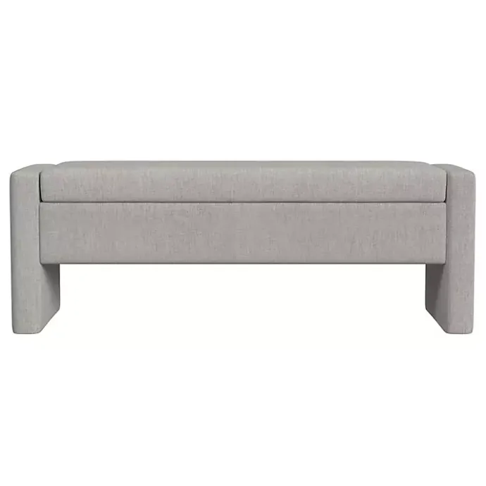 Clearance Kirklands Home Light Upholstered Modern Storage Bench Gray
