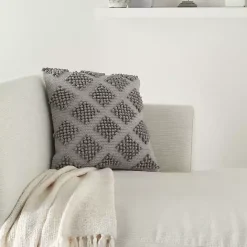 Discount Kirklands Home Light Woven Diamond Pillow Gray