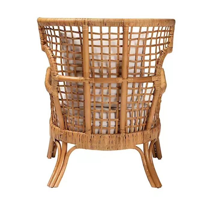 Kirklands Home Light Honey Rattan Curved Accent Chair Ivory