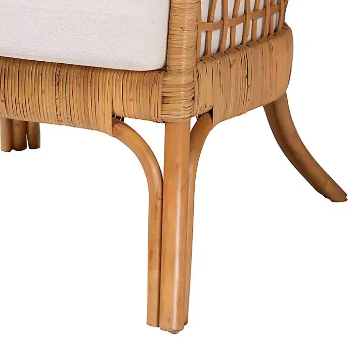 Kirklands Home Light Honey Rattan Curved Accent Chair Ivory