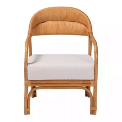 Hot Kirklands Home Light Honey Rattan Marisa Accent Chair Ivory