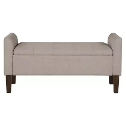 Clearance Kirklands Home Light Taupe Upholstered Blaire Storage Bench Tan