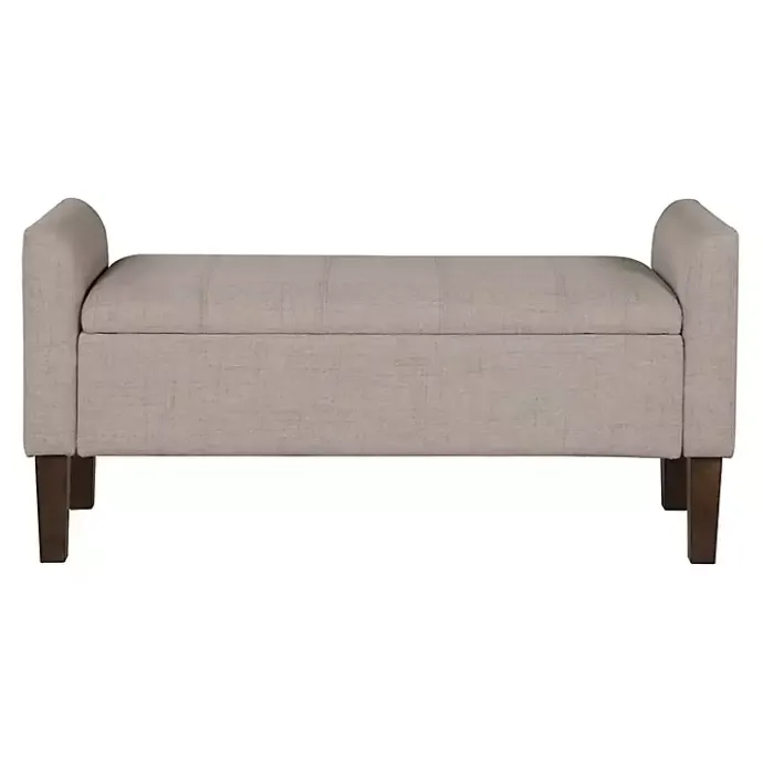 Clearance Kirklands Home Light Taupe Upholstered Blaire Storage Bench Tan