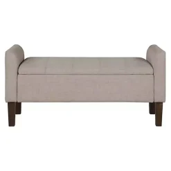 Clearance Kirklands Home Light Taupe Upholstered Blaire Storage Bench Tan
