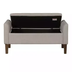 Clearance Kirklands Home Light Taupe Upholstered Blaire Storage Bench Tan