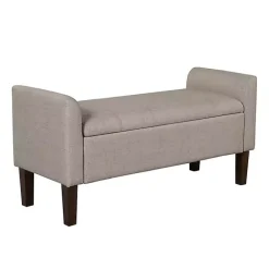 Clearance Kirklands Home Light Taupe Upholstered Blaire Storage Bench Tan