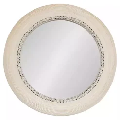Best Kirklands Home Light Wood Beaded Joan Round Wall Mirror