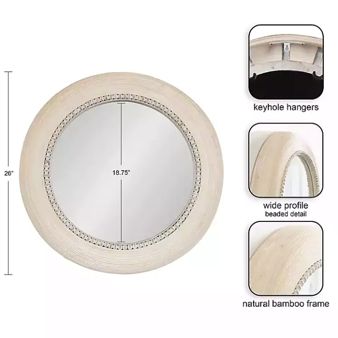 Best Kirklands Home Light Wood Beaded Joan Round Wall Mirror