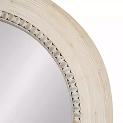 Best Kirklands Home Light Wood Beaded Joan Round Wall Mirror