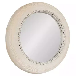 Best Kirklands Home Light Wood Beaded Joan Round Wall Mirror