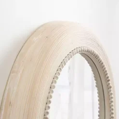 Best Kirklands Home Light Wood Beaded Joan Round Wall Mirror