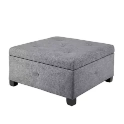 Kirklands Home Lila Tufted Charcoal Storage Ottoman Gray