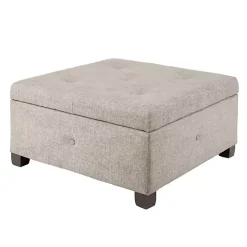 Online Kirklands Home Lila Tufted Sand Storage Ottoman Tan