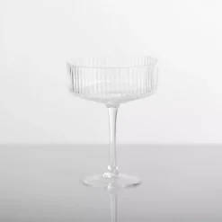 Sale Kirklands Home Linear Ribbed Coupe Glass Clear