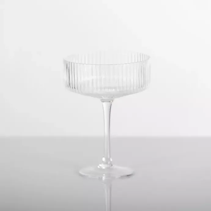 Sale Kirklands Home Linear Ribbed Coupe Glass Clear