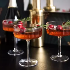 Sale Kirklands Home Linear Ribbed Coupe Glass Clear