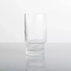 New Kirklands Home Linear Ribbed Highball Glass Clear