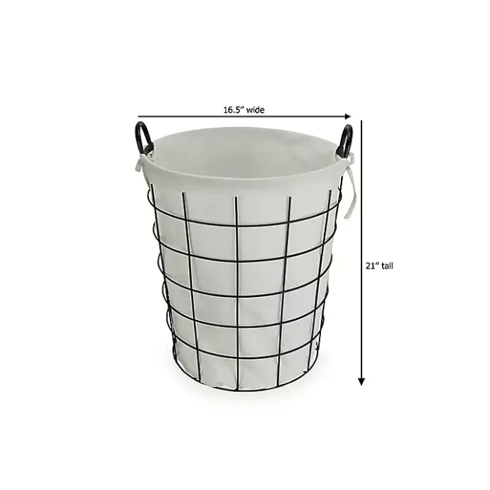 New Kirklands Home Lined Wire Basket with Handles