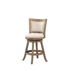 Online Kirklands Home Linen and Driftwood Nailhead Swivel Counter Stool Ivory