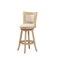 Outlet Kirklands Home Linen and Driftwood Nailhead Swivel Bar Stool Brown