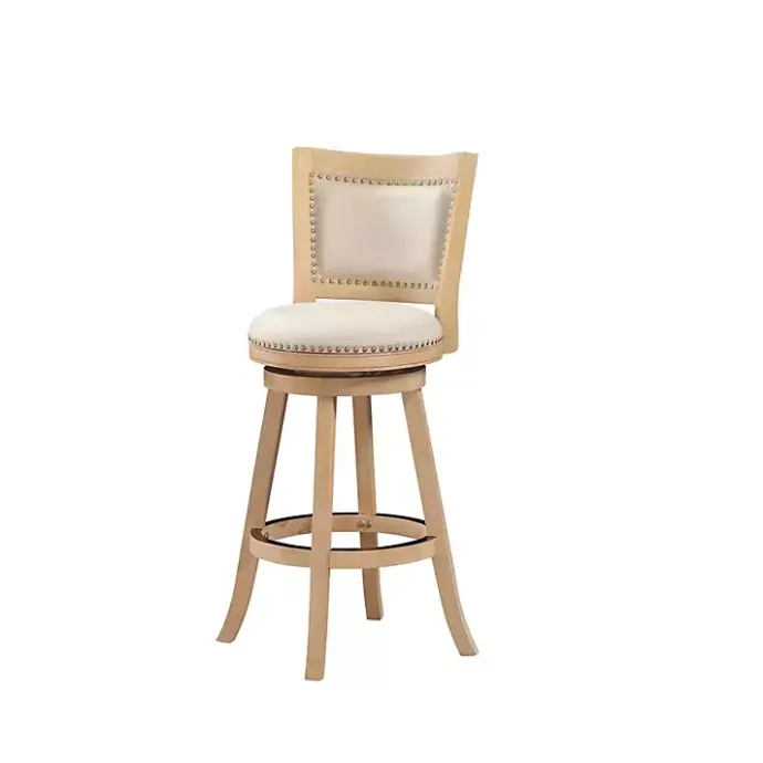 Outlet Kirklands Home Linen and Driftwood Nailhead Swivel Bar Stool Brown