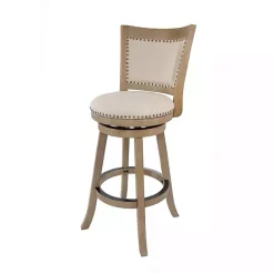 Outlet Kirklands Home Linen and Driftwood Nailhead Swivel Bar Stool Brown
