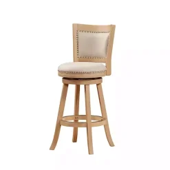 Sale Kirklands Home Linen and Wood Nailhead Swivel Bar Stool Tan
