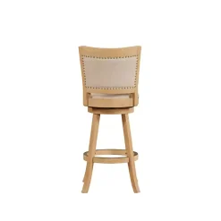 Sale Kirklands Home Linen and Wood Nailhead Swivel Bar Stool Tan