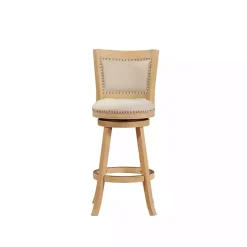 Sale Kirklands Home Linen and Wood Nailhead Swivel Bar Stool Tan