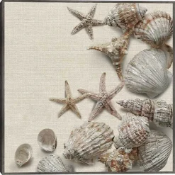 Best Kirklands Home Linen Shell Collection Framed Canvas Art Print Tan