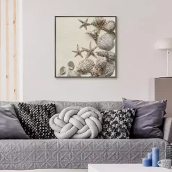 Best Kirklands Home Linen Shell Collection Framed Canvas Art Print Tan