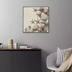 Best Kirklands Home Linen Shell Collection Framed Canvas Art Print Tan