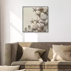 Best Kirklands Home Linen Shell Collection Framed Canvas Art Print Tan