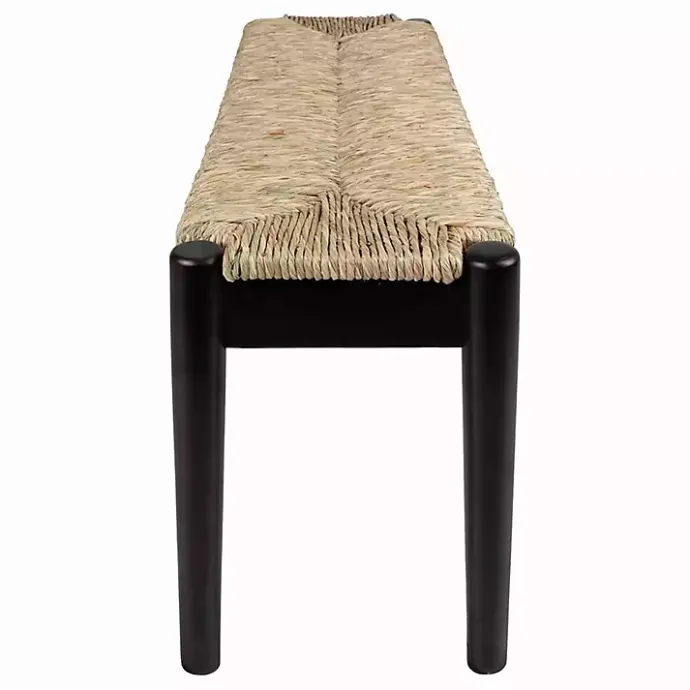 Discount Kirklands Home Lola Seagrass and Wood Bench Black