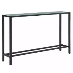 Discount Kirklands Home Long Metal Mirrored Top Console Table Black