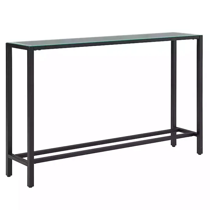 Discount Kirklands Home Long Metal Mirrored Top Console Table Black