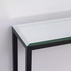 Discount Kirklands Home Long Metal Mirrored Top Console Table Black