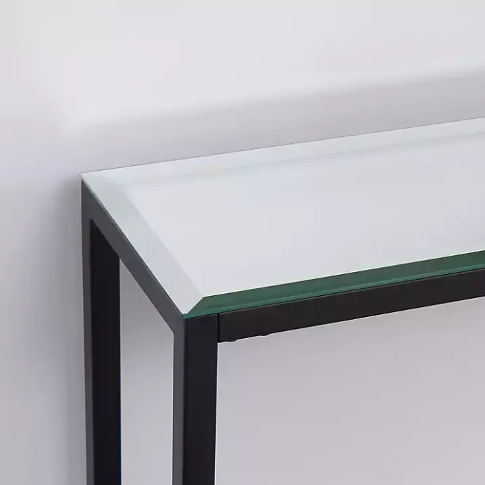 Discount Kirklands Home Long Metal Mirrored Top Console Table Black